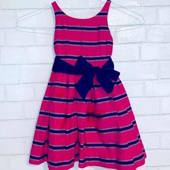 Ralph Lauren $150 Blue Label size 4T Hot Pink & Navy Stripes Formal Dress EUC - Picture 3 of 15